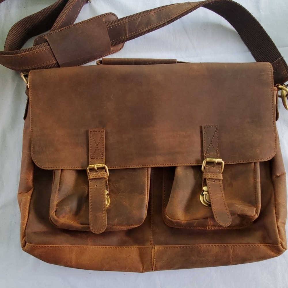 NWOT!! Mens genuine vintage leather laptop bag